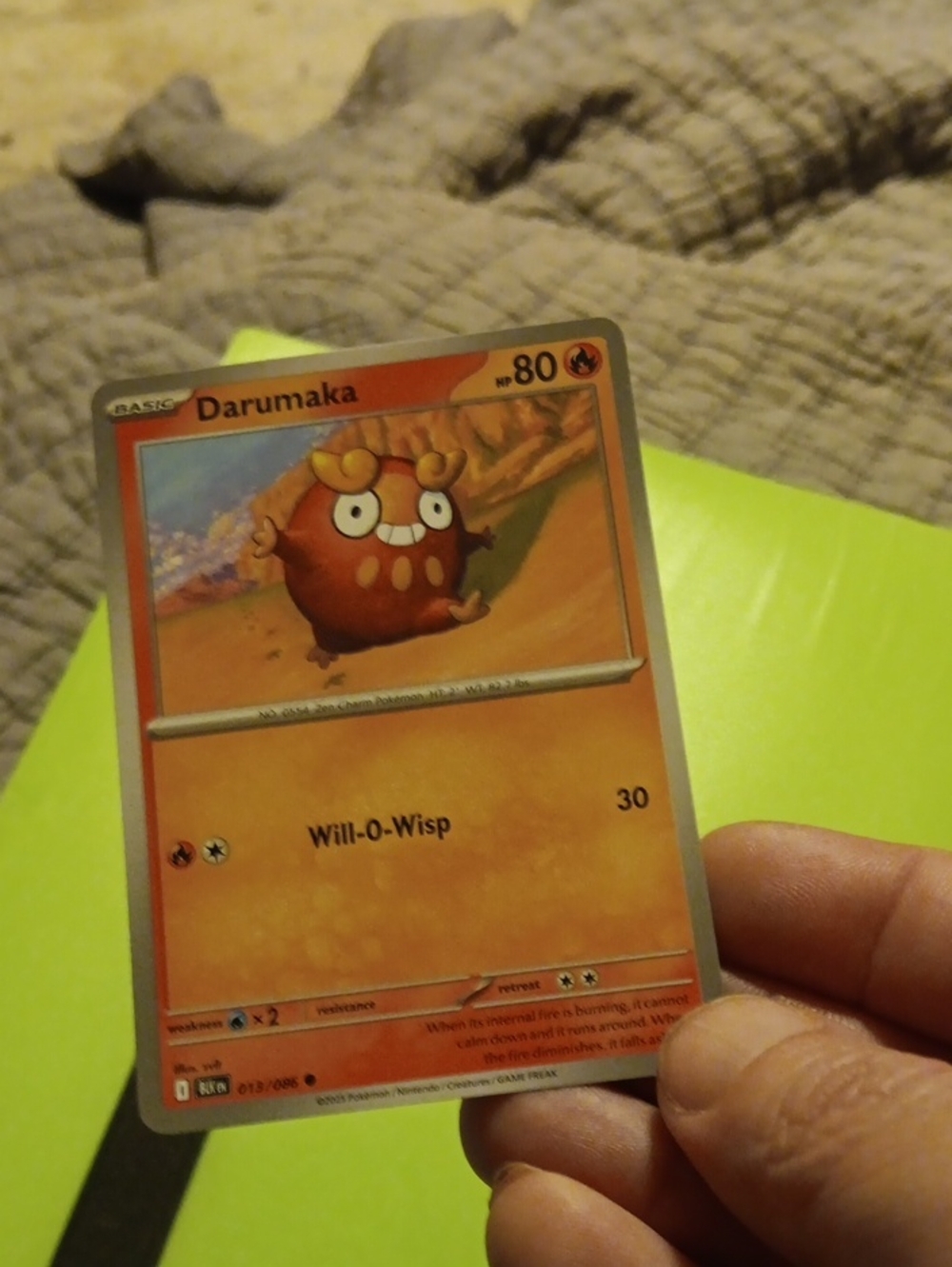 Pokemon Darumaka Card - Orange and Yellow Artwork